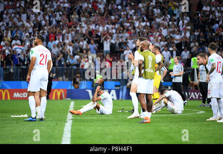 Moscou, Russie. 11 juillet, 2018. Moscou, Russie. 11 juillet, 2018. Les joueurs de l'Angleterre sont étourdis après le match de football/GES/2018 Coupe du Monde Russie : Demi-finales : Croatie - France, 07/11/2018/GES/soccer/football Worldcup 2018 Russie : demi-finale : la Croatie contre l'Angleterre, Moscou, le 11 juillet 2018 | Le monde d'utilisation : dpa Crédit/Alamy Live News Crédit : afp photo alliance/Alamy Live News Banque D'Images