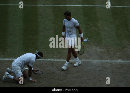 Londres, ANGLETERRE - 11 juillet : Rafael Nadal assister à neuf jours de la Tennis de Wimbledon à l'All England Lawn Tennis et croquet Club le 11 juillet 2018 à Londres, en Angleterre. People : Rafael Nadal : Tempête Crédit Media Group/Alamy Live News Banque D'Images