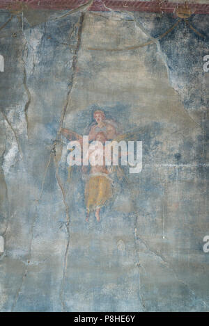 Site archéologique de Pompéi, près de Naples, fresques dans une chambre au Forum, Italie Banque D'Images