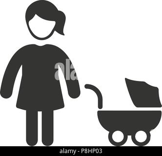 Avec l'icône de la mère de poussette Illustration de Vecteur