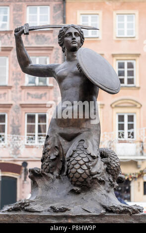 Sirène de Varsovie - Mermaid monument situé dans le centre de la vieille ville. Varsovie. Pologne Banque D'Images