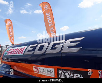 SSC Bloodhound voiture jet, maintenant, la LSR véhicule terrestre supersonique, à l'UTC, le circuit de course de Silverstone, Circuit de Silverstone Towcester, ,Angleterre,NN12 8TL Banque D'Images