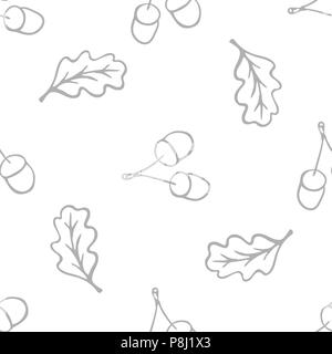 Seamless vector illustration de feuilles de chêne et de glands. Illustration de Vecteur