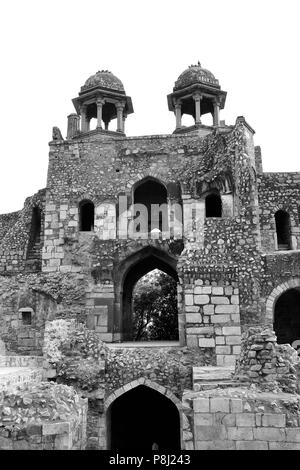 Humayun gate (remparts sud) de l'intérieur, Purana Qila, New Delhi, Inde Banque D'Images