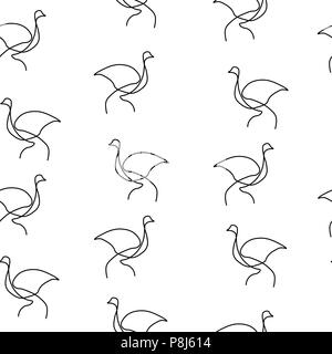 Modèle animal oiseau autruche sans couture. Vector illustration. Isolé sur fond blanc. Illustration de Vecteur