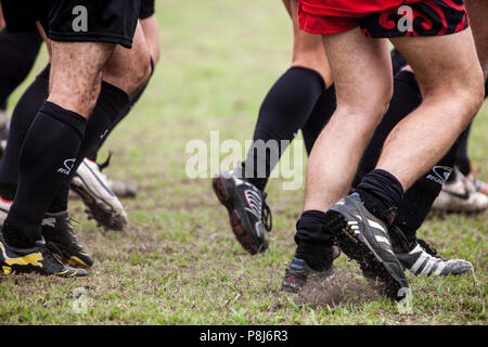 POINTNOIRE/CONGO - 18MAI2013 - Équipe d'amis amateurs de rugby Banque D'Images