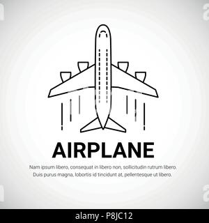 Avion avion avion logotype isolé sur fond blanc. Style d'art de la ligne. Illustration de Vecteur