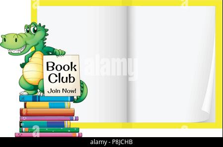 Un livre blanc avec illustration modèle Crocodile Illustration de Vecteur