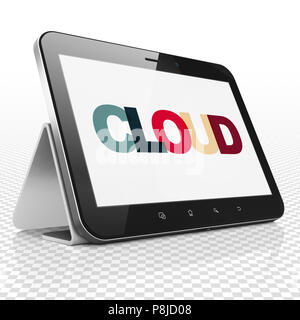 Concept réseau Cloud : Tablet Computer with Cloud sur l'affichage Banque D'Images