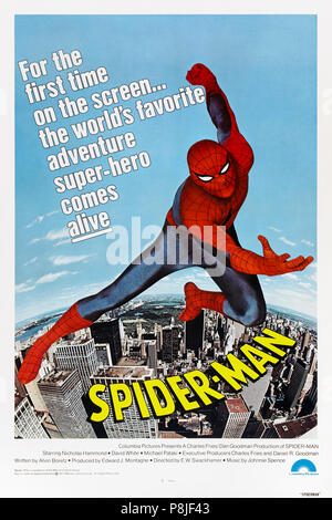 Spider-Man (1977) réalisé par E.W. Swackhamer et avec Nicholas Hammond, David White, Michael Pataki et Lisa Eilbacher. Long d'épisode pilote de la série TV 1978 l'Extraordinaire Spider-Man qui a été donné une sortie cinéma dans certains territoires. Banque D'Images