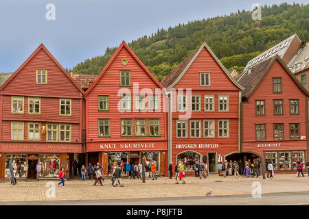 Bâtiments à ossature bois vieux Bergen Norvège Banque D'Images