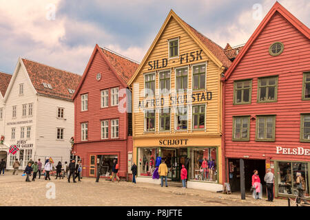 Bâtiments à ossature bois vieux Bergen Norvège Banque D'Images