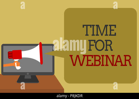 Texte visible de temps pour Webinaire. Séminaire photo conceptuelle effectuée sur l'internet réseau social media Web conférence transmettre les messages des lignes i Banque D'Images