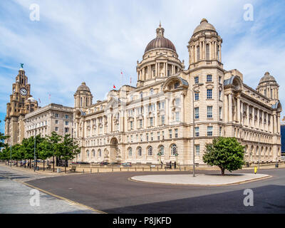 Front de mer de Liverpool et de Pier Head, UK Banque D'Images