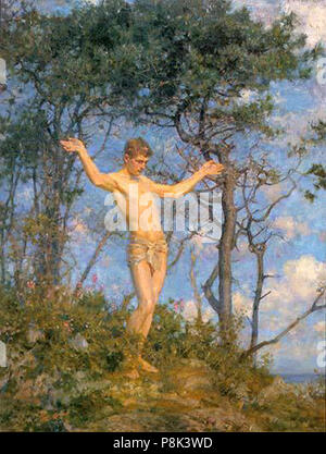 L'Sunworshipper (pour le soleil du matin) huile sur toile (102 x 79 cm.), 1904 Hugh Lane Gallery, Dublin 562 Municipal, Henry Scott Tuke (1858-1929) - 1904 - L'adorateur du soleil (dans le soleil du matin) Banque D'Images