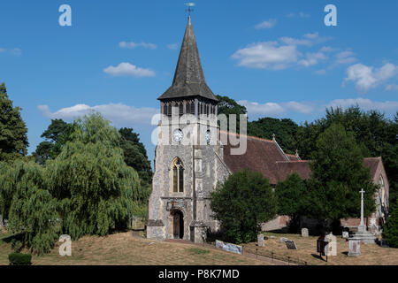 L'église paroissiale de St Nicholas, Village de Wickham, Hampshire, Royaume-Uni Banque D'Images