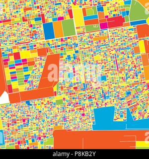 Khartoum, Soudan, coloré carte vectorielle. Rue Blanche, des chemins de fer et l'eau. Repère de couleur vive des formes. Art print pattern. Illustration de Vecteur