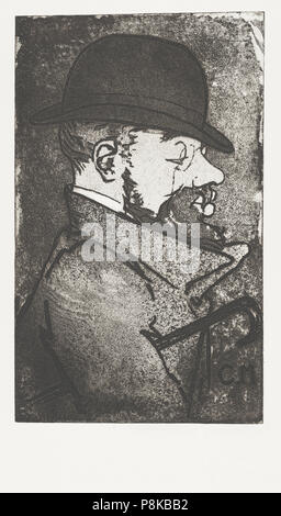 Portrait de Toulouse-Lautrec par l'artiste français Charles Maurin. Henri de Toulouse-Lautrec, 1864-1901. Charles Maurin, 1856-1914. Banque D'Images