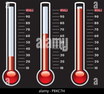 Thermomètres de vecteur à différents niveaux Illustration de Vecteur