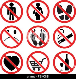 Les panneaux d'interdiction de l'ensemble du vecteur Illustration de Vecteur