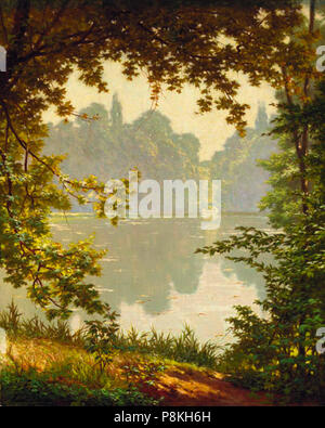 . 329 Henri Biva, donnant sur un lac sur une journée d'été, huile sur toile, 73 x 60,3 cm Banque D'Images