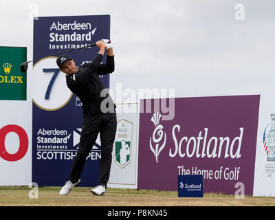 Club de Golf Gullane, Gullane, UK. 12 juillet, 2018. Investissements Open Golf écossais d'Aberdeen, 1er tour ; Rickie Fowler sur le 7ème tee Crédit : Action Plus Sports/Alamy Live News Banque D'Images