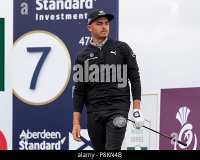 Club de Golf Gullane, Gullane, UK. 12 juillet, 2018. Investissements Open Golf écossais d'Aberdeen, 1er tour ; Rickie Fowler sur le 7ème tee Crédit : Action Plus Sports/Alamy Live News Banque D'Images