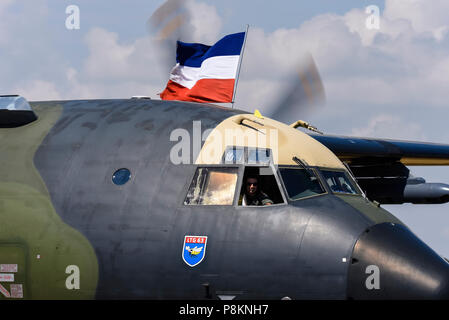 German Air Force avion Transall C-160 de la Luftwaffe au Royal International Air Tattoo, RIAT 2018, RAF Fairford. Battant pavillon de Schleswig-Holstein Banque D'Images