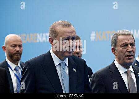 Bruxelles, Belgique. 11 juillet 2018. Président de la Turquie, Recep Tayyip Erdogan, arriver à un sommet des chefs d'état et de gouvernement au siège de l'OTAN à Bruxelles, Belgique le 12 juillet 2018 Crédit : ALEXANDROS MICHAILIDIS/Alamy Live News Banque D'Images