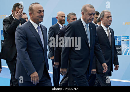 Bruxelles, Belgique. 11 juillet 2018. Président de la Turquie, Recep Tayyip Erdogan, arriver à un sommet des chefs d'état et de gouvernement au siège de l'OTAN à Bruxelles, Belgique le 12 juillet 2018 Crédit : ALEXANDROS MICHAILIDIS/Alamy Live News Banque D'Images