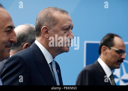 Bruxelles, Belgique. 11 juillet 2018. Président de la Turquie, Recep Tayyip Erdogan, arriver à un sommet des chefs d'état et de gouvernement au siège de l'OTAN à Bruxelles, Belgique le 12 juillet 2018 Crédit : ALEXANDROS MICHAILIDIS/Alamy Live News Banque D'Images