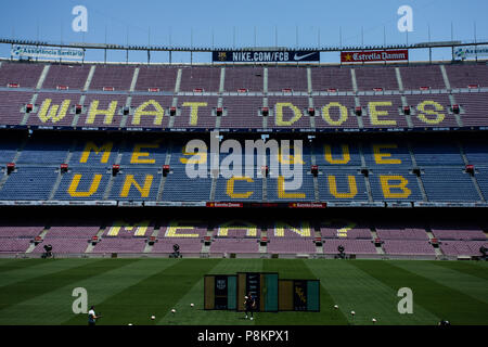 12 juillet 2018 - Présentation d'Arthur Melo du Brésil après avoir été la première nouvelle signature pour la Liga 2018/2019 FC Barcelone Camp Nou Stadium dans l'équipe, Barcelone le 11 de Juillet de 2018. Crédit : Xavier Bonilla/AFP7/ZUMA/Alamy Fil Live News Banque D'Images