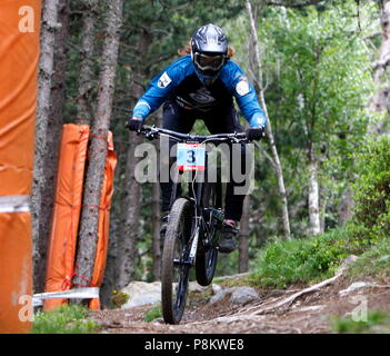 Vallnord, Andorre. 12 juillet 2018. Downhill training sesion, UCI, Coupe du Monde de vélo de montagne , Andorre Vallnord. 12/07/2018 Credit : Joma/Alamy Live News Banque D'Images