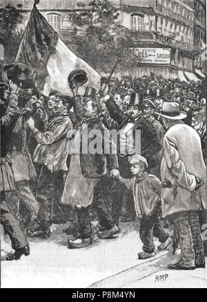 Le public parisien pour déclarer la guerre, Paris, le 14 juillet 1870, suite à la publication de l'envoi Ems qui avait incité la France à déclarer la guerre franco-prussienne le 19 juillet 1870 Banque D'Images