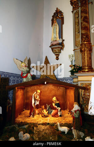 Crèche de Noël à l'intérieur de l'église Senhora da Bonanca, Vila Praia de Ancora, la province du Minho, au nord du Portugal Banque D'Images