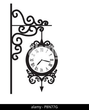 Vector illustration de l'horloge de la rue. Horloge décoration avec de l'espace pour le texte Illustration de Vecteur