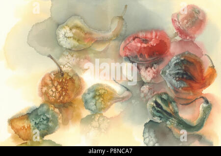 Composition d'automne, citrouilles aquarelle peint main Banque D'Images