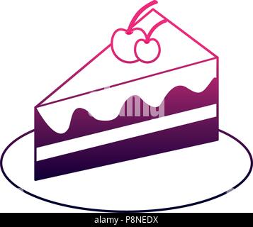 Pièce anniversaire gâteau avec illustration vecteur cerise neon Illustration de Vecteur