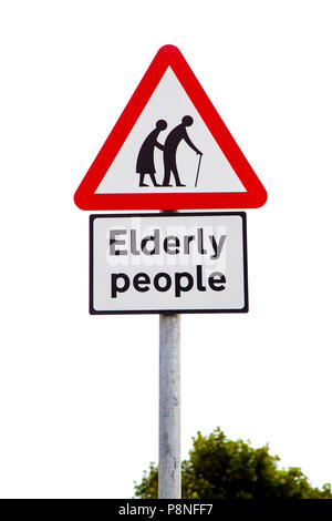 Les personnes âgées road warning sign Banque D'Images
