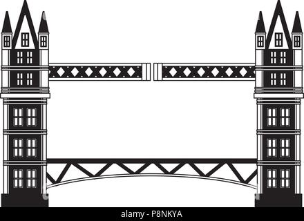 Pont de Londres Angleterre monument antique vector illustration noir et blanc Illustration de Vecteur