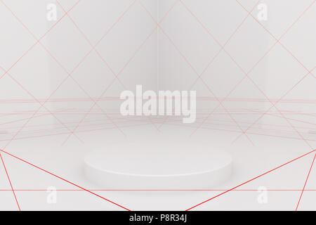 Chambre blanche avec système de sécurité laser, 3D Rendering Banque D'Images