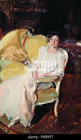 350 Joaquín Sorolla y Bastida - Clotilde assis sur le canapé - Banque D'Images