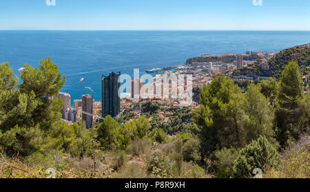 Vue sur la Grande Corniche de Monaco, Monaco, France Banque D'Images