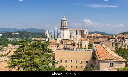 La cathédrale de Gérone en Catalogne Espagne Banque D'Images