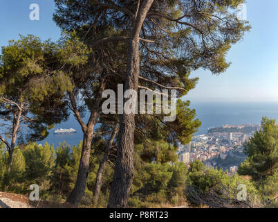 Vue de la Grande Corniche sur Monaco, Monaco, Monte Carlo, France Banque D'Images