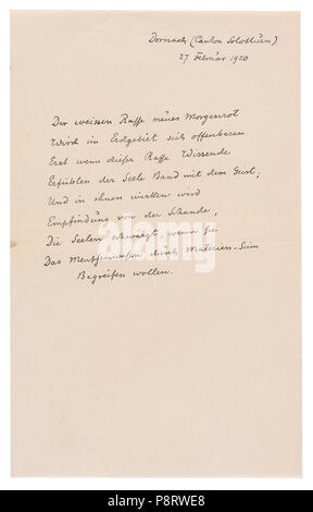 . Rudolf Steiner 484 1920-02-27 Une brève Teschner Beilage Banque D'Images