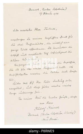 . Rudolf Steiner 484 1920-02-27 Une brève Teschner Banque D'Images