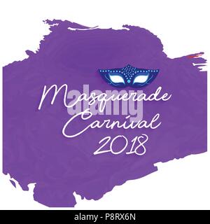 'Masquerade manuscrites carnival 2018' white typographie sur fond de couleur de l'eau violet. Pour la conception web et l'interface d'application, également utile pour en Illustration de Vecteur