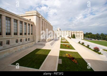 Genève, Suisse, le 18 août 2016 : vue extérieure du Palais des Nations, l'Office des Nations Unies à Genève (ONUG). Dans le monde d'utilisation | Banque D'Images