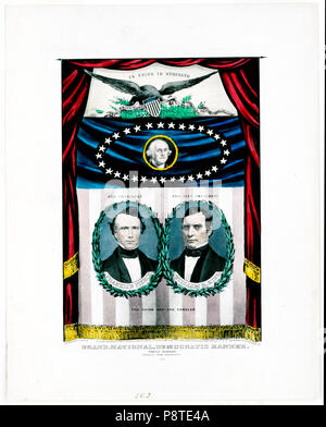 Grand, national et démocratique - bannière appuyez sur onward - portraits de daguerréotype ca 1852 Franklin Pierce William King Banque D'Images